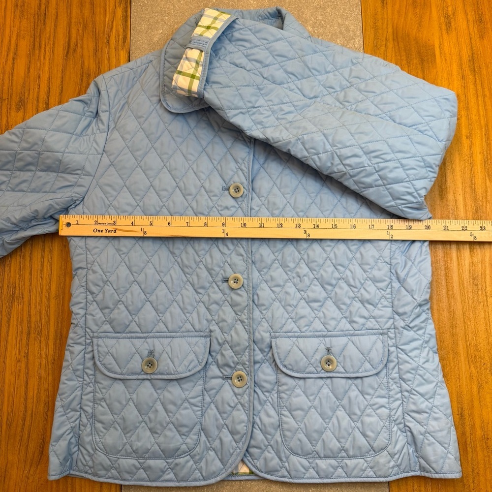 Lands' End Womens Thermolite Quilted Jacket Light Blue Plaid Lining Size Medium - Picture 12 of 13